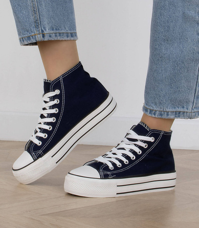 WYSOKIE GRANATOWE TRAMPKI TENISÓWKI DAMSKIE CONVER