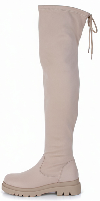 BEŻOWE ZAMSZOWE KOZAKI ZA KOLANO KLASYCZNE VALARIA 3