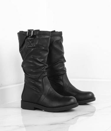 CZARNE SKÓRZANE KOZAKI MERLI