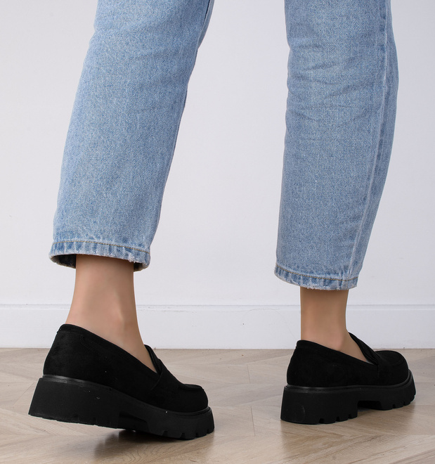 CZARNE MOKASYNY ZAMSZOWE DAMSKIE WSUWANE SLIP ON BELISE 6
