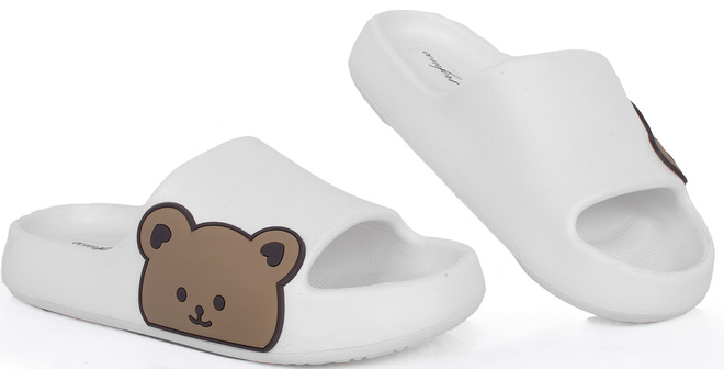 BIAŁE DAMSKIE PIANKOWE KLAPKI MIŚ ASHBY 3