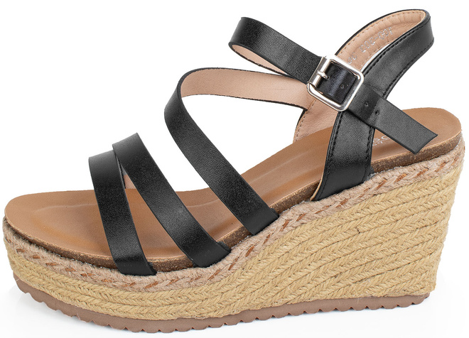 CZARNE DAMSKIE SANDAŁY NA KOTURNIE ESPADRYLE LULU 3