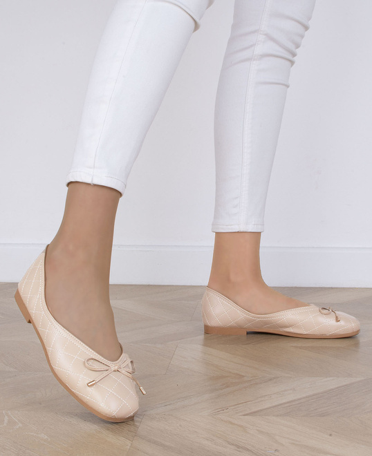 BEŻOWE WYGODNE DAMSKIE BALERINKI KLASYCZNE ARISANA 5