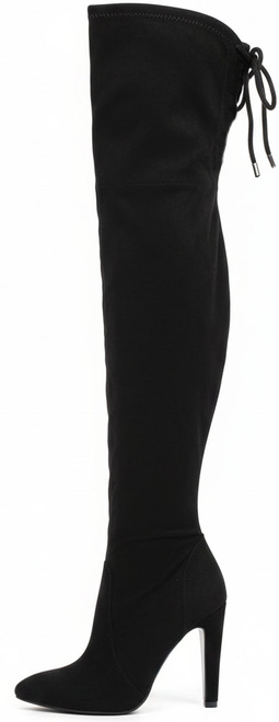 CZARNE DAMSKIE ZAMSZOWE KOZAKI NA OBCASIE ZAMEK 3