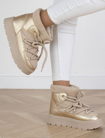 BEŻOWE ŚNIEGOWCE OCIEPLANE BOTKI Z FUTERKIEM REBEKA