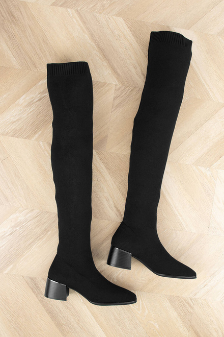 DAMSKIE CZARNE KOZAKI NA SŁUPKU ELASTYCZNA CHOLEWKA PRIM 10