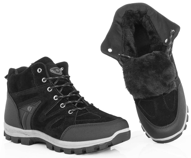 CZARNE MĘSKIE OCIEPLANE BUTY TREKKINGOWE 2