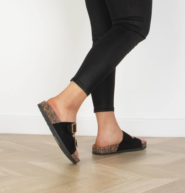 CZARNE KLAPKI Z KLAMRAMI PASKI ZAMSZOWE NOLAN 6