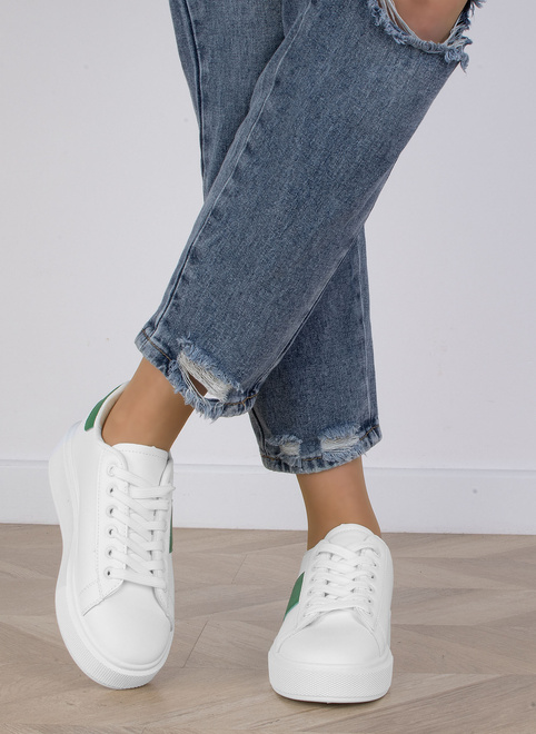 BIAŁE SNEAKERSY TRAMPKI KLASYCZNE NA PLATFORMIE SOFIA 5
