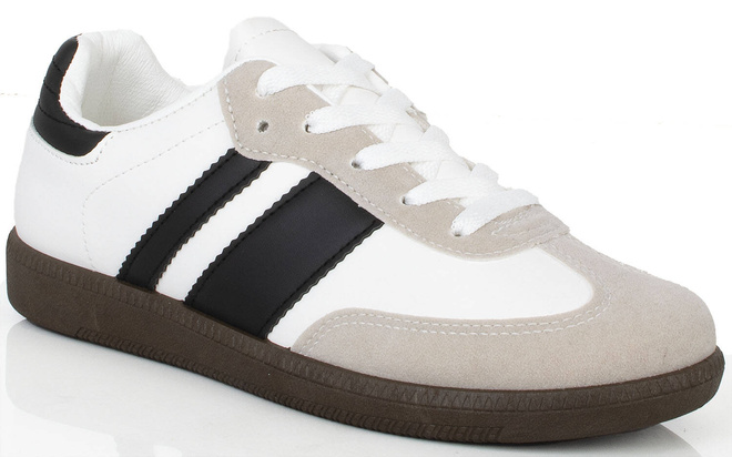 BIAŁE SNEAKERSY TRAMPKI WSTAWKI SKÓRZANE SPORTOWE SANDRA 1