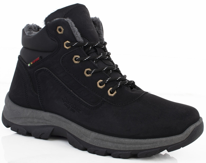 CZARNE MĘSKIE OCIEPLANE BUTY TREKKINGOWE TRAPERY 1
