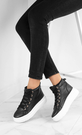 CZARNE WYSOKIE TRAMPKI SNEAKERSY BOTKI BETTY