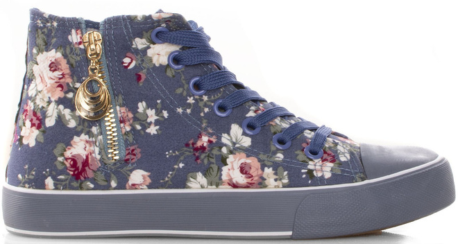 NIEBIESKIE TRAMPKI WYSOKIE W KWIATY BONIE 1