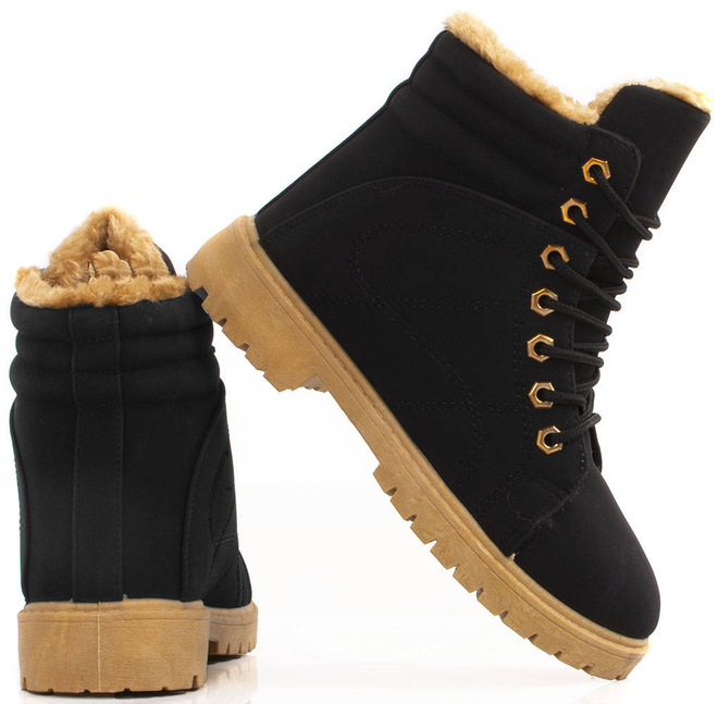 CZARNE OCIEPLANE TRAPERKI BOTKI TIMBERKI RENDI 1