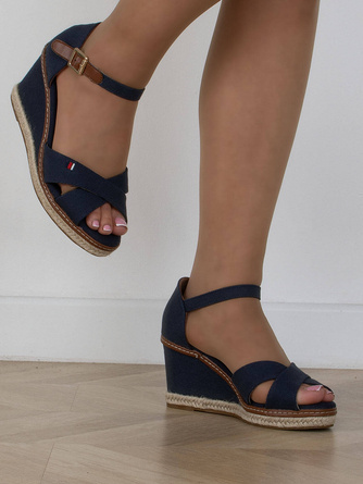 GRANATOWE SANDAŁY NA KOTURNIE ESPADRYLE FLAGA
