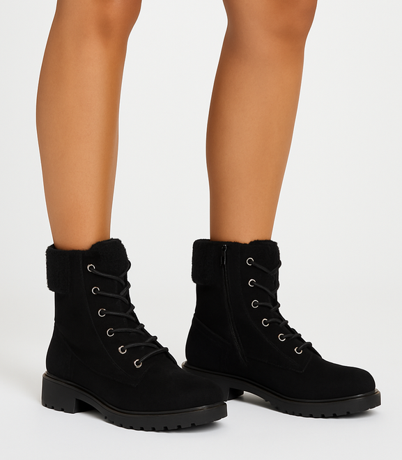 DAMSKIE CZARNE ZAMSZOWE BOTKI TRAPERY OCIEPLANE HARISE