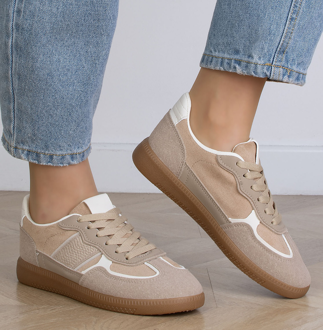 DAMSKIE BEŻOWE SNEAKERSY TRAMPKI REJA 5
