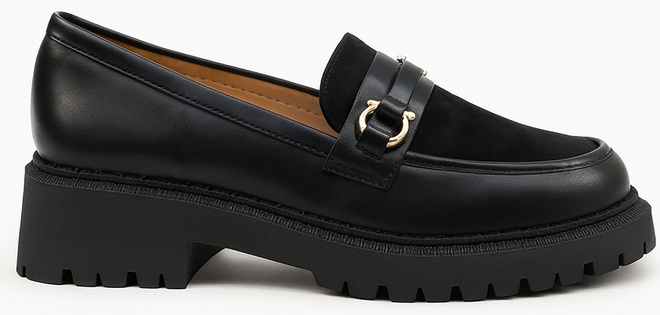 CZARNE PÓŁBUTY MOKASYNY MATOWE Z ŁAŃCUCHEM HELORI 1