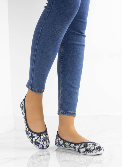 GRANATOWE BALERINKI W KWIATY LUCIES 6