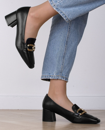 CZARNE PÓŁBUTY NA GRUBYM SŁUPKU KLASYCZNE LOUNA