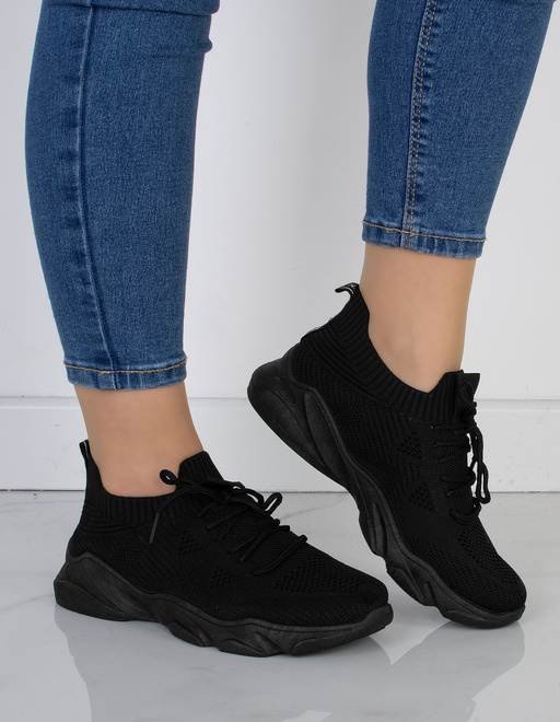 DAMSKIE CZARNE BUTY LEKKIE SNEAKERSY ELODIE