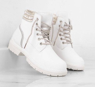 BIAŁE OCIEPLANE TRAPERKI BOTKI TIMBERKI ZOIA