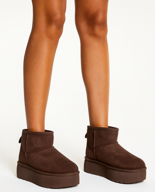 BRĄZOWE OCIEPLANE ŚNIEGOWCE BOTKI NA PLATFORMIE AMBRIA