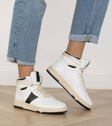 BIAŁE SNEAKERSY ZA KOSTKĘ SPORTOWE LOMY