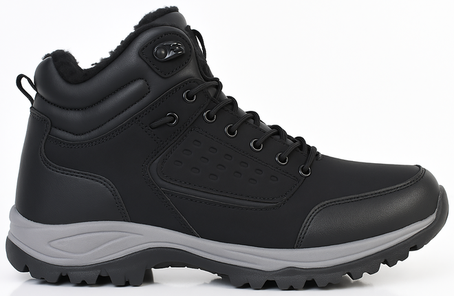 CZARNE MĘSKIE BOTKI ZAMSZOWE OCIEPLANE TRAPERY 1