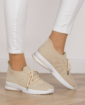 BEŻOWE BUTY SPORTOWE SNEAKERSY KATRINA
