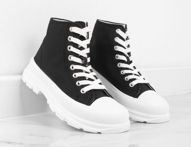 CZARNE WYSOKIE TRAMPKI KERIS