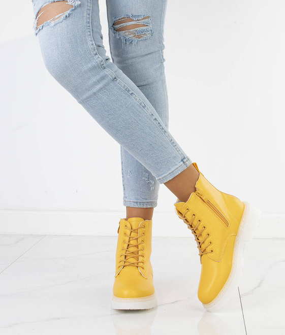 ŻÓŁTE OCIEPLANE BOTKI TRAPERY GLANY 7