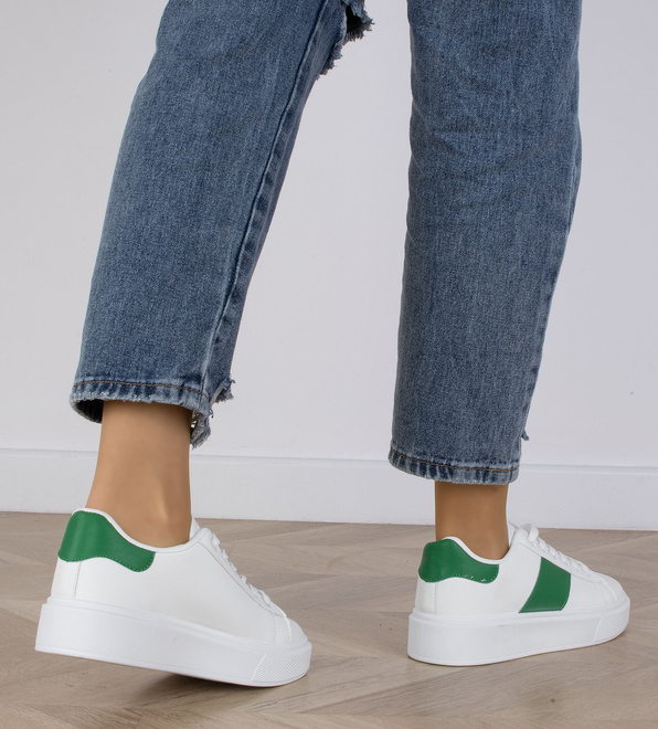 BIAŁE SNEAKERSY TRAMPKI KLASYCZNE NA PLATFORMIE SOFIA 7
