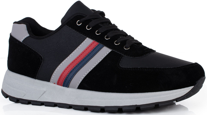 CZARNE SZNUROWANE SNEAKERSY MĘSKIE 1