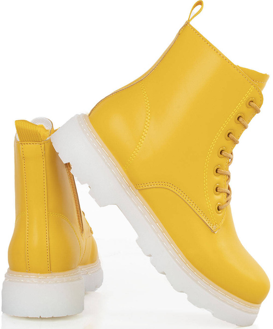 ŻÓŁTE OCIEPLANE BOTKI TRAPERY GLANY 2