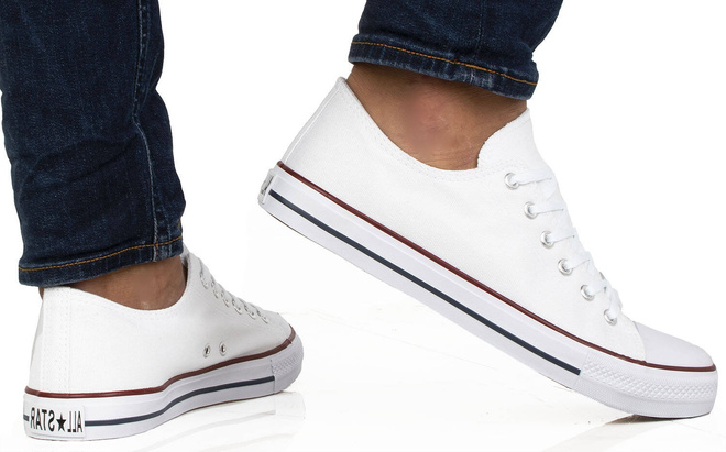 KLASYCZNE NISKIE BIAŁE TRAMPKI MĘSKIE  4