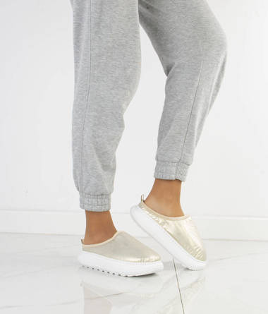 ZŁOTE OCIEPLANE KAPCIE KLAPKI PLATFORMA