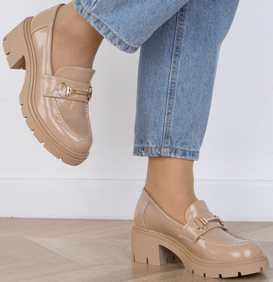 KLASYCZNE BEŻOWE DAMSKIE PÓŁBUTY NA SŁUPKU CARIA