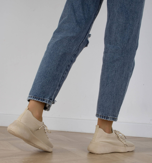 BEŻOWE DAMSKIE SNEAKERSY SPORTOWE TRAMPKI KAMALI 8
