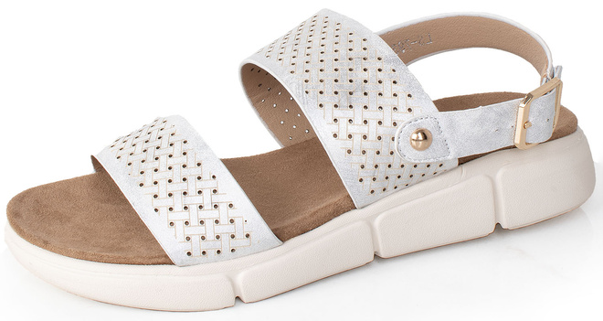 SREBRNE LEKKIE SANDAŁY ELASTYCZNE PASKI KLAMRA VENITA 3