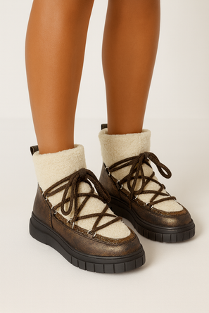 OCIEPLANE ŚNIEGOWCE BOTKI NA PLATFORMIE BRĄZOWE CORINE