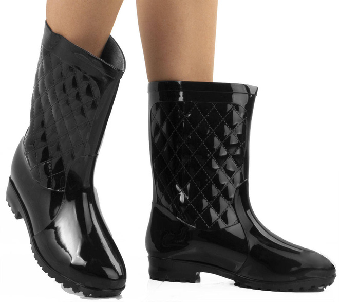 CZARNE PIKOWANE KALOSZE BOTKI 4