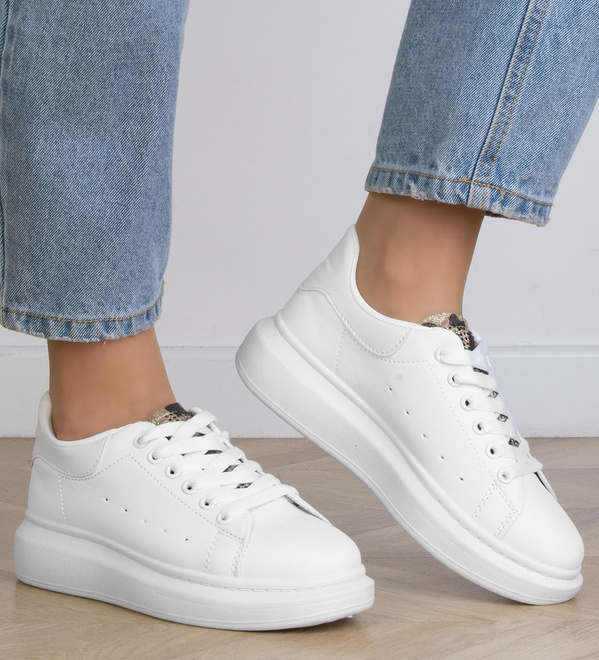 DAMSKIE BIAŁE SNEAKERSY TRAMPKI SKÓRZANE DARCIA 5