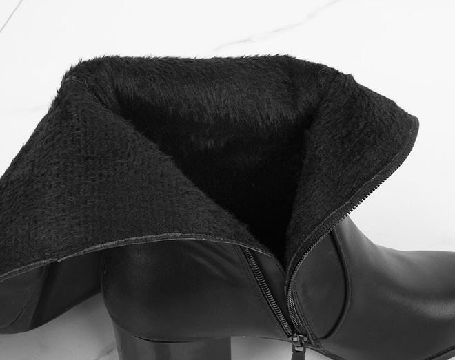 CZARNE DAMSKIE KOZAKI SKÓRZANE NA SŁUPKU OCIEPLANE  KENZA 6