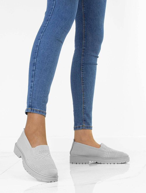 SZARE TENISÓWKI MOKASYNY KORONKOWE HAPE 9