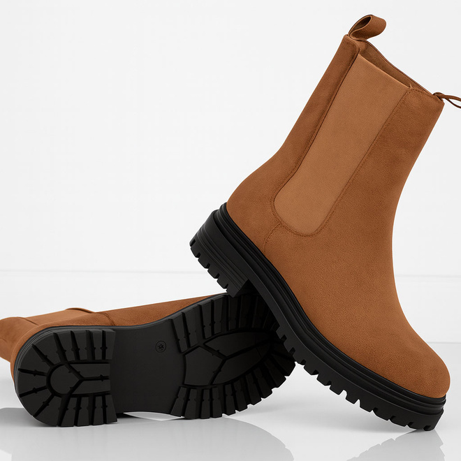 DAMSKIE CAMEL ZAMSZOWE BOTKI TRAPERY ZA KOSTKĘ GALANDIA 2