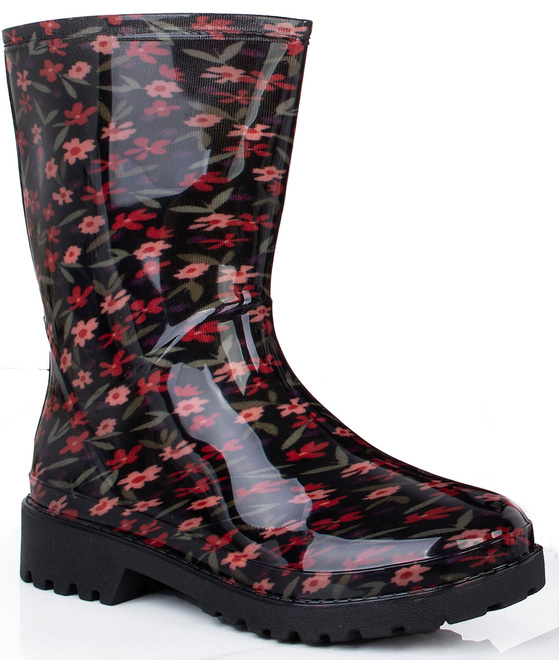 BŁYSZCZĄCE KALOSZE BOTKI SZTYBLETY CZARNE ELWOOD 1