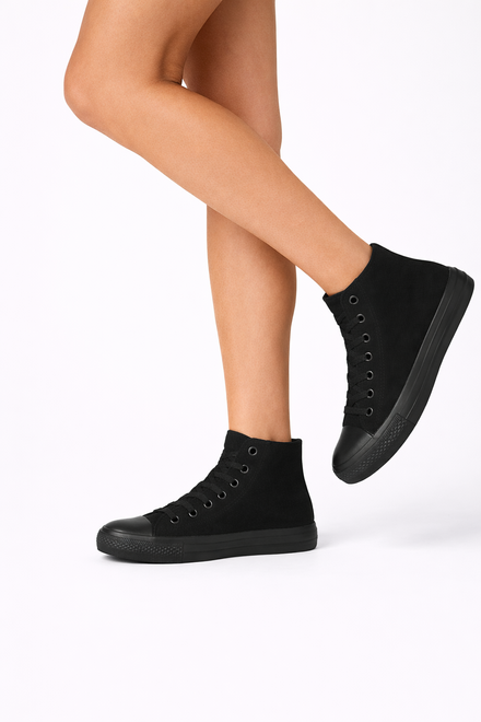 KLASYCZNE CZARNE WYSOKIE TRAMPKI TENISÓWKI SZNUROWANE 6