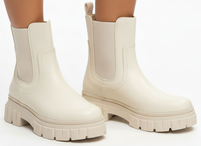 BEŻOWE SKÓRZANE BOTKI SZTYBLETY PLATFORMA CANDELA 2