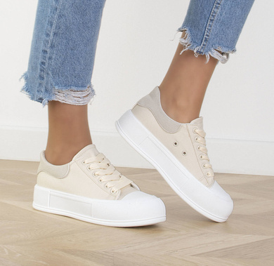 BEŻOWE SNEAKERSY TRAMPKI VERIS